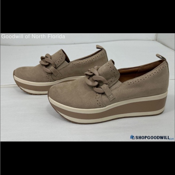 Taupe Platform Loafers with Chain Detail | Chic Comfort Slip-Ons - Picture 2 of 5
